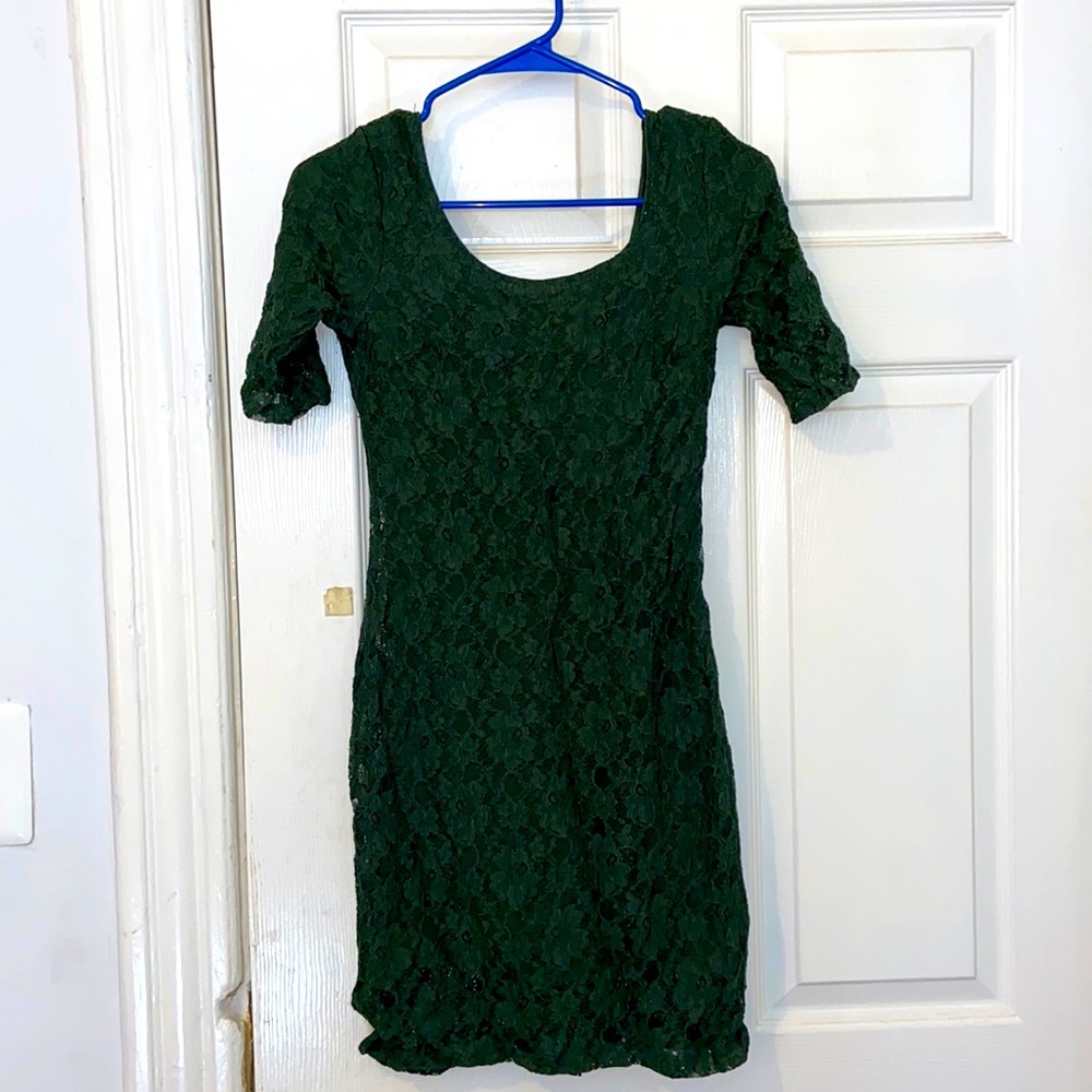 Green embroidered dress